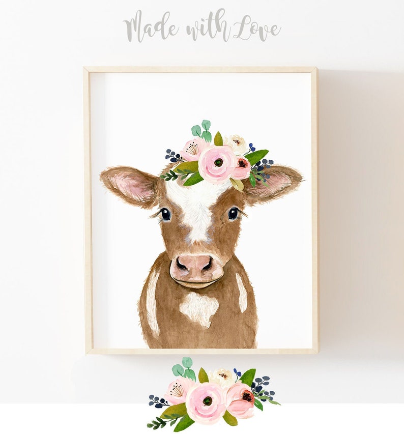 Cow Decor Art Cow Nursery Art Cow Painting Farm Nursery Etsy
