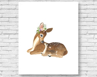 I love you little one, Watercolor deer, Woodland Nursery Art, Set of Prints, Animal Paintings, Animal print set, Kids posters, woodland,