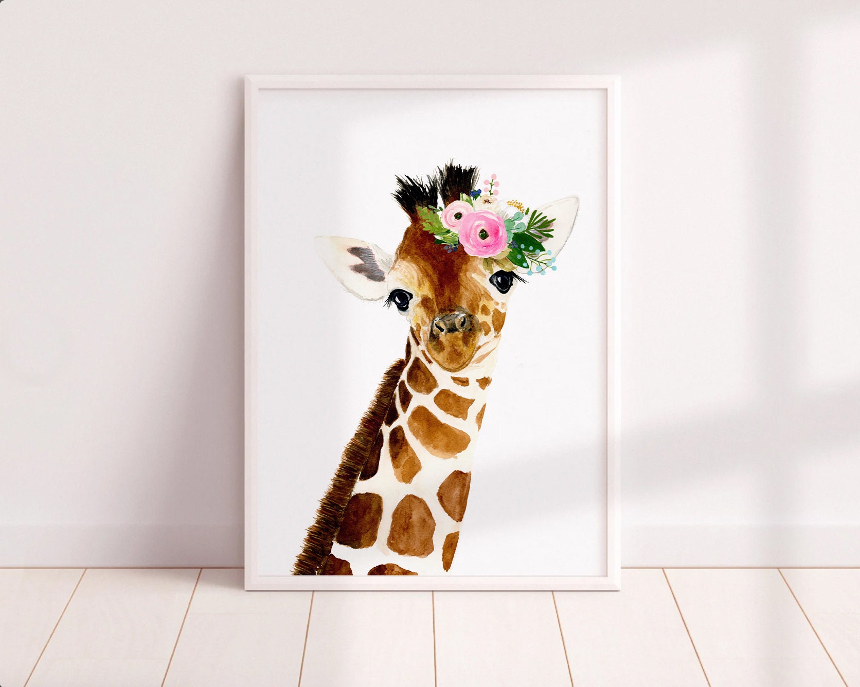 CLEARANCE Watercolor baby giraffe print Safari nursery - Etsy 日本