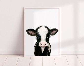 Farm Nursery prints cow calf painting Baby Farm Animals Baby Cow Painting Gender neutral Nursery Art Prints, Nursery Animals Nursery Decor