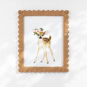 Woodland nursery deer decor, Woodland Nursery gift, Deer fawn Painting, deer fawn, Deer baby girl nursery fawn, deer nursery, deer painting image 3