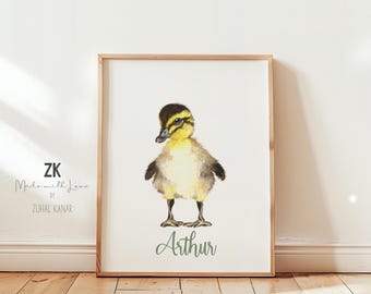 Nursery decor boy  baby animal nursery  farm nursery duckling painting, farm baby shower decor, baby animal Paintings nursery wall art
