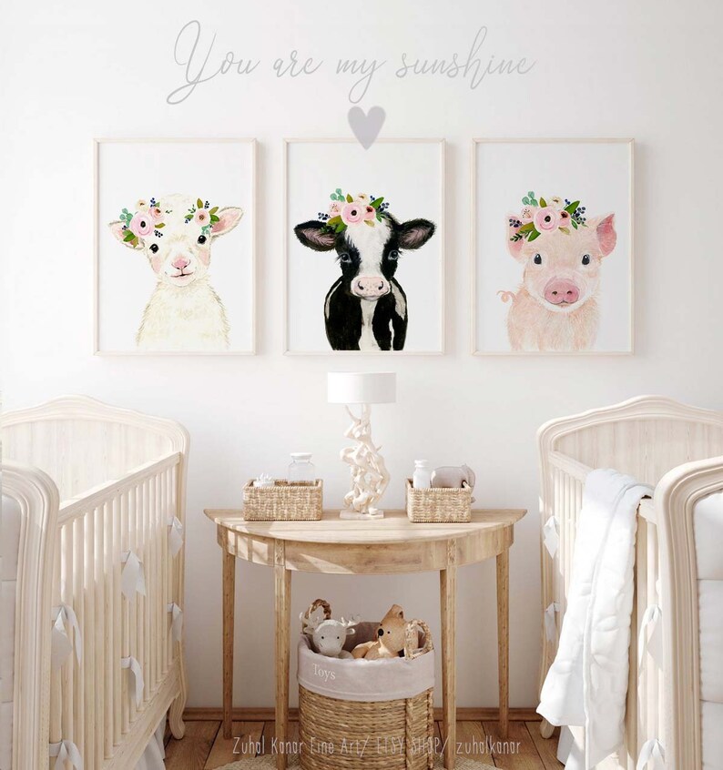 Farm Nursery Decor Nursery Print Farm Animal Print Cow Etsy