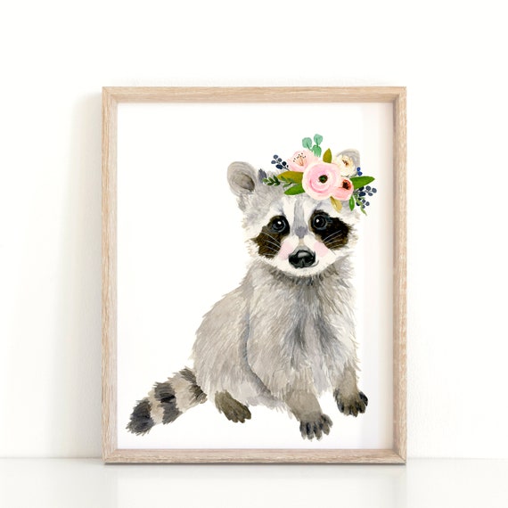 Racoon Painting Woodland Nursery Art Animal Paintings - Etsy