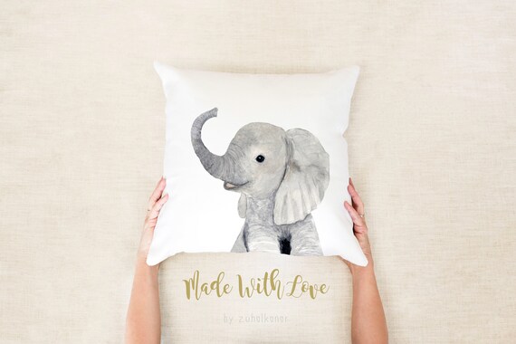 elephant nursery pillow