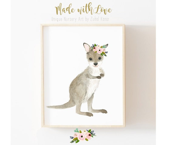 Animal Nursery Decor Baby Kangaroo Art Kangaroo Joey Print - Etsy 日本