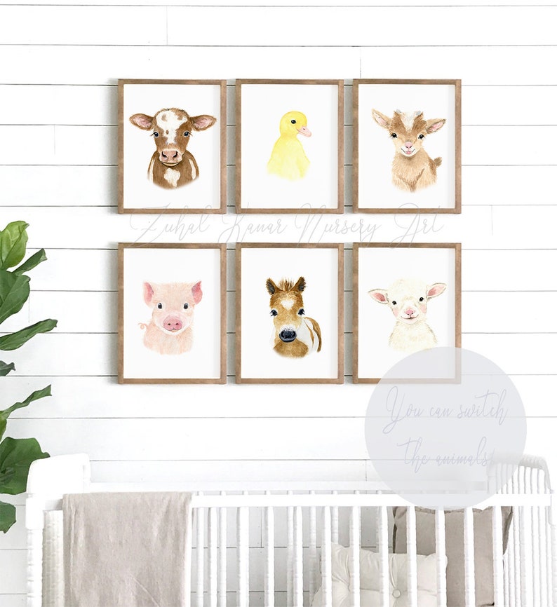 Nursery farm prints Set of 6 Prints duckling calf lamb Etsy