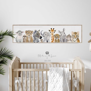 Safari Pano Nursery Print, Baby Animal Nursery Art, Safari Animal Watercolor, Jungle Baby Room Decor, Nursery Canvas Print, Canvas or PAPER 画像 4