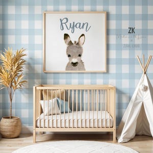 Impression d'art pour chambre d'enfant âne, art mural âne, décoration de chambre d'enfant, chambre de bébé, décoration de chambre de ferme, peinture d'âne, cadeau de chambre de ferme image 3