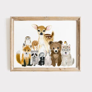 Woodland Nursery Panoramic Decor, Woodland Nursery Prints Woodland Nursery Art, Woodland Baby Animals, Nursery Wall Art, Woodland Decor