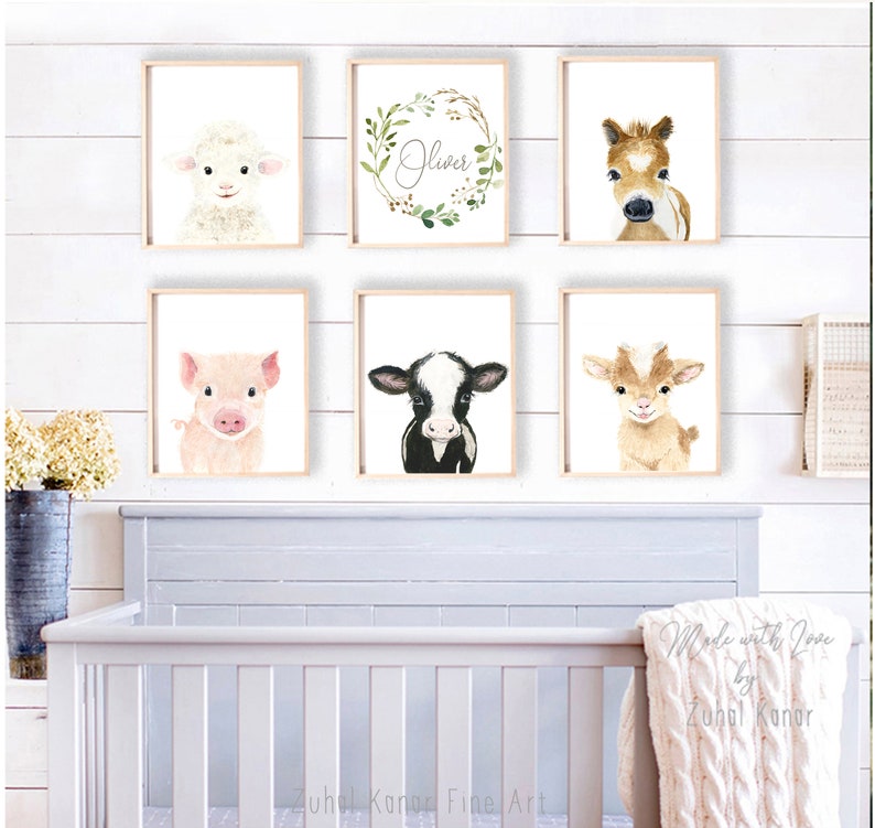 Gender Neutral Nursery Farm Nursery Decor Farm baby shower Gift Farm Nursery Prints Set of 6 Nursery Prints Baby Boy Nursery Decor