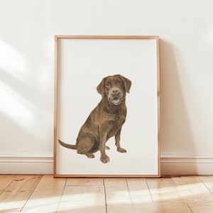 Watercolor Chocolate Labrador Retriever Art, Hunting Dog Painting, Labrador Retriever Hunting Nursery Art, Duck Nursery, Hunting Dog Nursery