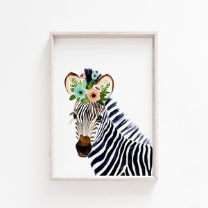 Watercolor zebra, animal paintings, giraffe, zebra, nursey safari, Childrens Wall Decor, Kids Art Print, nursery art, zebra art