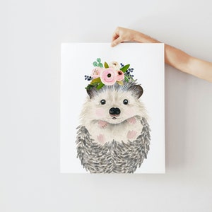 Woodland Nursery Decor, Nursery Prints, Nursery Wall art, Woodland Baby shower, Woodland Animal Print, Flower crown animals, Forest Nursery image 7