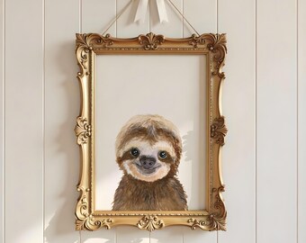 Baby sloth nursery print, baby animals nursery, gift ,nursery decor, sloth nursery,sloth babyshower ,sloth party, gender neutral nursery