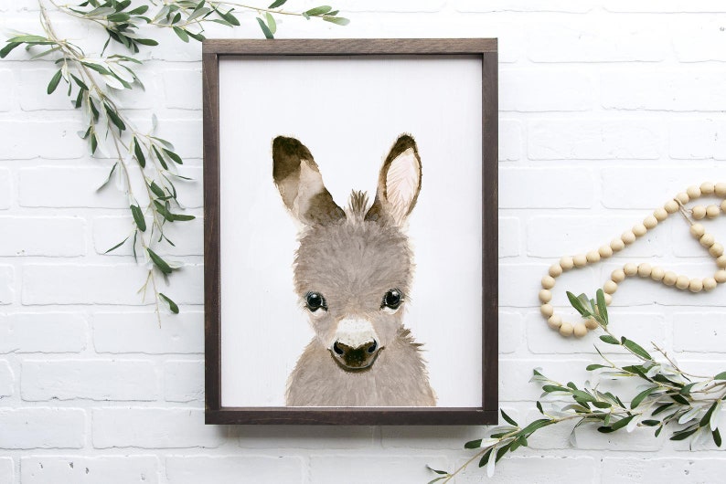 Baby Donkey Nursery Art Print Donkey Wall Art Nurserydecor Etsy