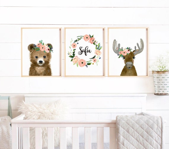 Set Of 6 Cute Animal Nursery Wall Art Prints - 8x10 Inch UNFRAMED Boy & Girl Baby Room Decor, Children's Room Wall Decor