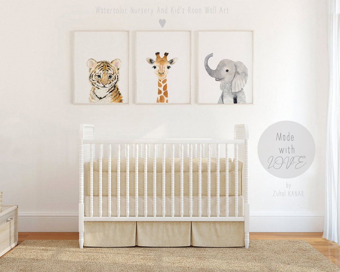 Safari Nursery Wall Art Set of 3 Prints Jungle Nursery | Etsy