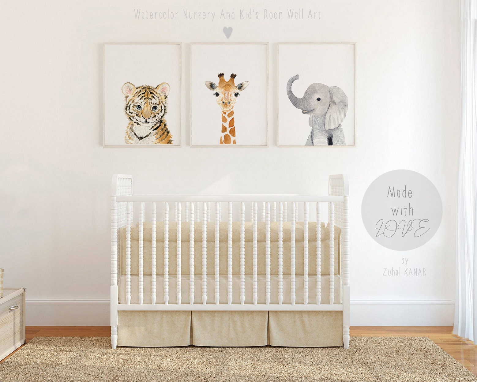 Safari Nursery Wall Art Set of 3 Prints Jungle Nursery | Etsy