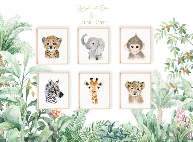 Safari Nursery Prints Jungle Nursery Decor Safari Baby Etsy