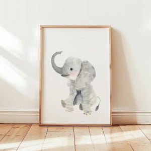 Elephant  nursery print, Baby elephant art, Safari nursery decor, safari gender neutral decor, safari baby shower gift, watercolor elephant