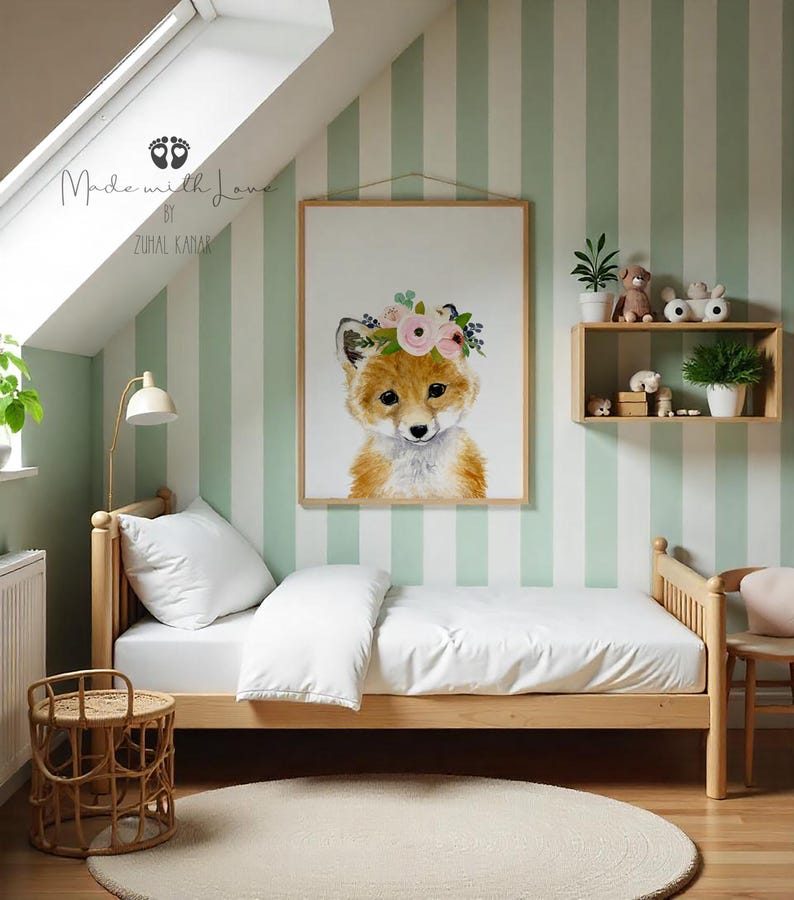 Fuchs Bild, Wald Poster, Fuchs Bild, Wald Poster, Fuchs Bild, Kinderzimmer Wandbild, Kinderzimmer Bild, Kinderzimmer Fuchs Bild, Kinderzimmer Fuchs Mädchen Zimmer Bild 2