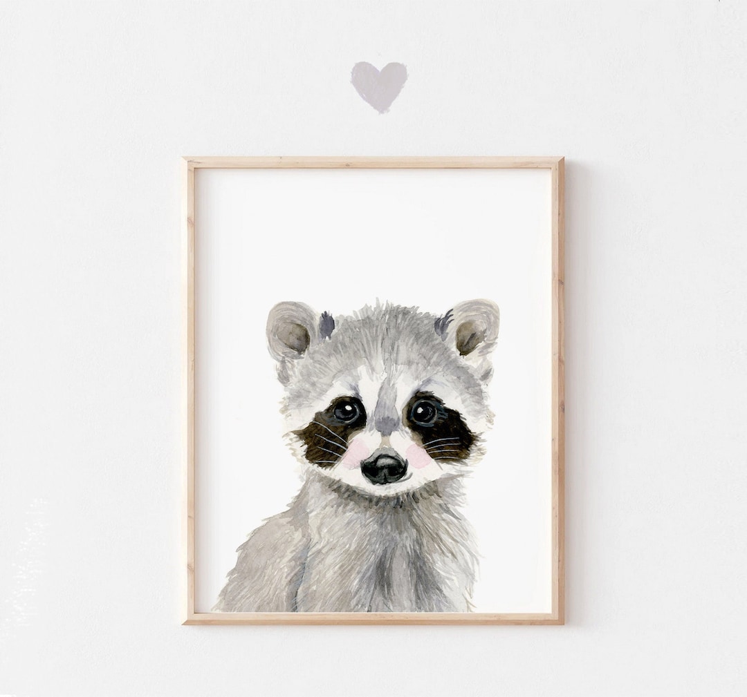 Baby Raccoon, Woodland Nursery Decor, Baby Animal Nursery Decor