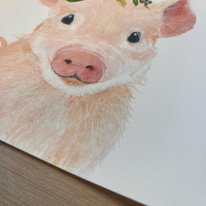 Farm Animal Nursery Prints, Floral Crowned Baby Animals, Set of 6 image 11