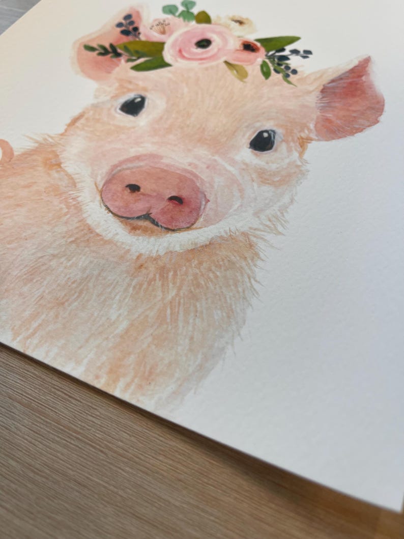 Farm Animal Nursery Prints, Floral Crowned Baby Animals, Set of 6 image 11