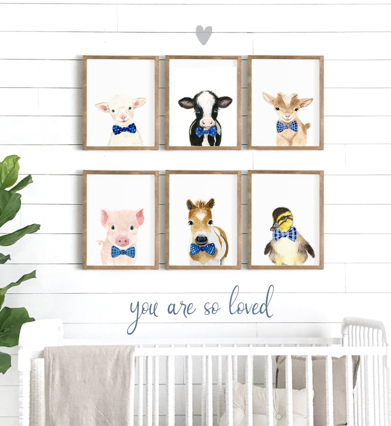 Farm Nursery Prints Set of 6 nursery prints duckling calf Etsy