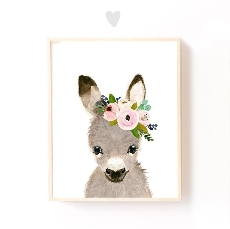 Donkey Nursery Art Print Donkey Wall Art Nurserydecor Baby Etsy