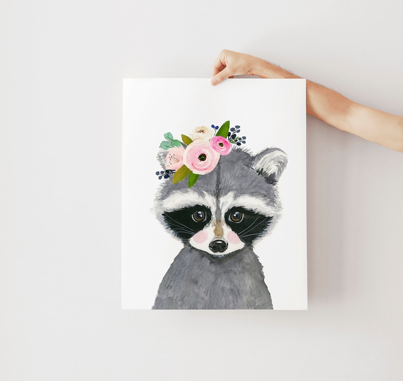 Raccoon Nursery Print Woodland Nursery Decor Animal Prints Etsy