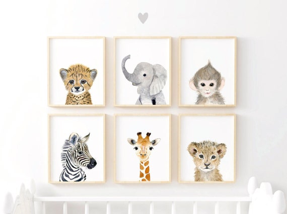 Купить с кэшбэком Safari Nursery Decor Jungle Prints Art Print Animal Elephant Giraffe Monkey Cheetah Lion Zebra Купить с кэшбэком Safari Nursery Decor, Baby Safari Nursery Decor
