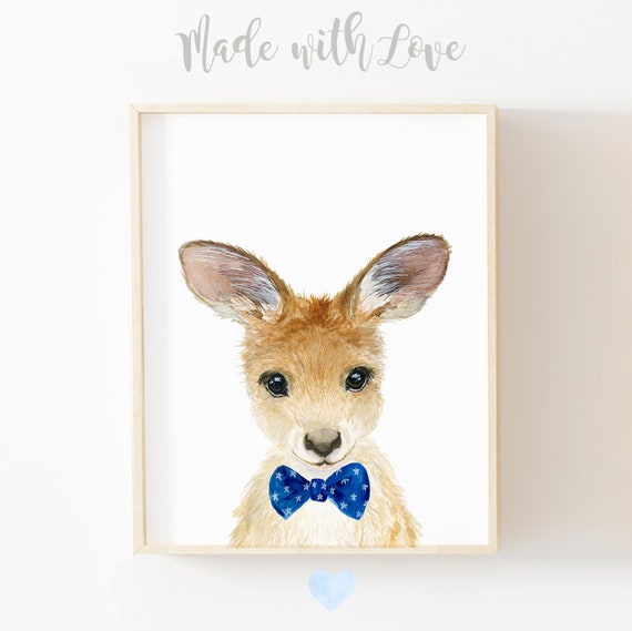 Baby Kangaroo Print, Baby Animal Print, Nursery Decor, Australian Animal,  Nursery Art, Animal Print, Kangaroo Wall Art, Australian Nursery