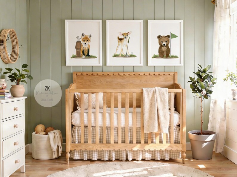 Woodland Animals Golf Nursery Prints, Baby Animals Sports Art image 2