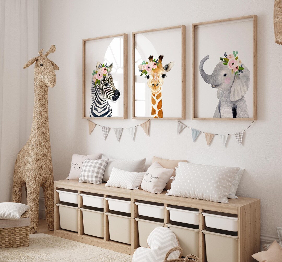 Safari Nursery Decor, Jungle Nurser Prints, Elephant, Lion, Zebra ...