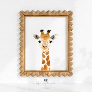 Watercolor Giraffe Print, Baby Animal Safari Nursery Art