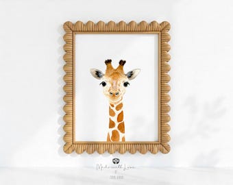 Watercolor Giraffe Print, Baby Animal Safari Nursery Art