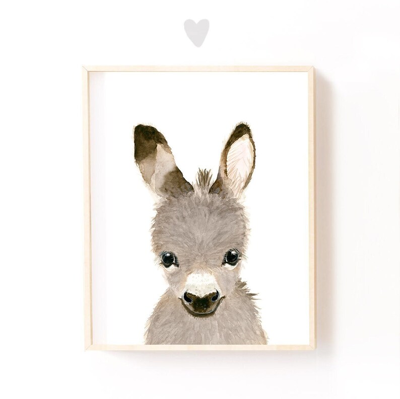 Baby Donkey Nursery Art Print Donkey Wall Art Nurserydecor Etsy