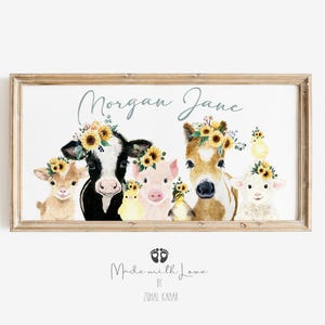 Decor boerderij dieren kwekerij, boerderij kwekerij muurschildering kunst, pano canvas kwekerij print, babykamer decor, boerderij kwekerij kunst babymeisje babyjongen kinderkamer