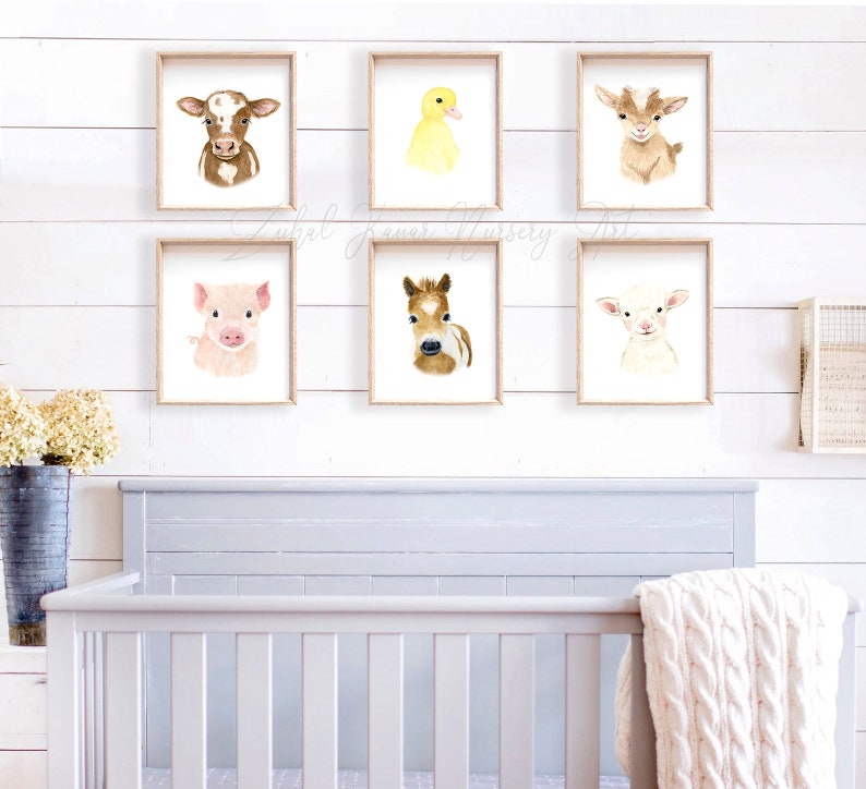 Nursery farm prints Set of 6 Prints duckling calf lamb Etsy