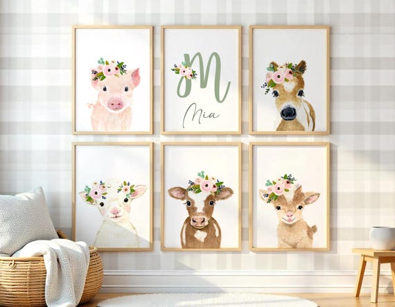 Farm Nursery Decor, Baby Girl Farmhouse Nursery Prints, Bible Verse Nursery , Girl Nursery Gift,  Girl Room Farm Decor, Personalized Nursery