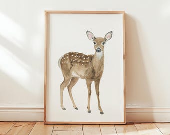 Deer doe watercolor print, deer art, Deerpainting, Animal print set, Hunting Wall Art, Hunting Nursery Art, Woodland Nursery Decor