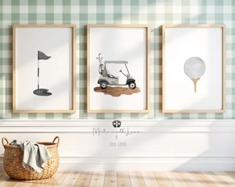 Golf wall art, Golf wall decor, Golf nursery, Golf theme gift, Golf Nursery Art,Golf Print Set 3, Golf playroom decor, Golf Baby shower gift