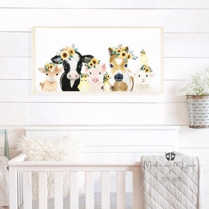Farm Animal Watercolor Nursery Print, Baby Room Decor image 6