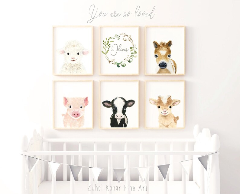 Gender Neutral Nursery Farm Nursery Decor Farm baby shower Gift Farm Nursery Prints Set of 6 Nursery Prints Baby Boy Nursery Decor
