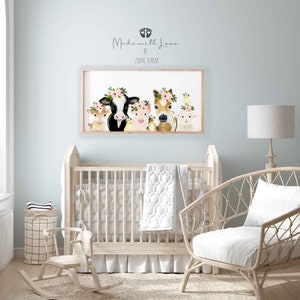 Farm Animal Watercolor Nursery Print, Baby Room Decor image 7