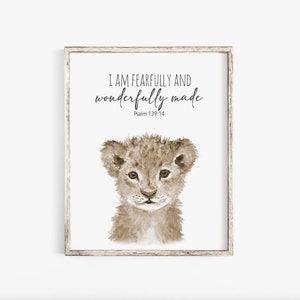 Safari Nursery Prints Set, Baby Animal Watercolor, Bible Verse Art image 8