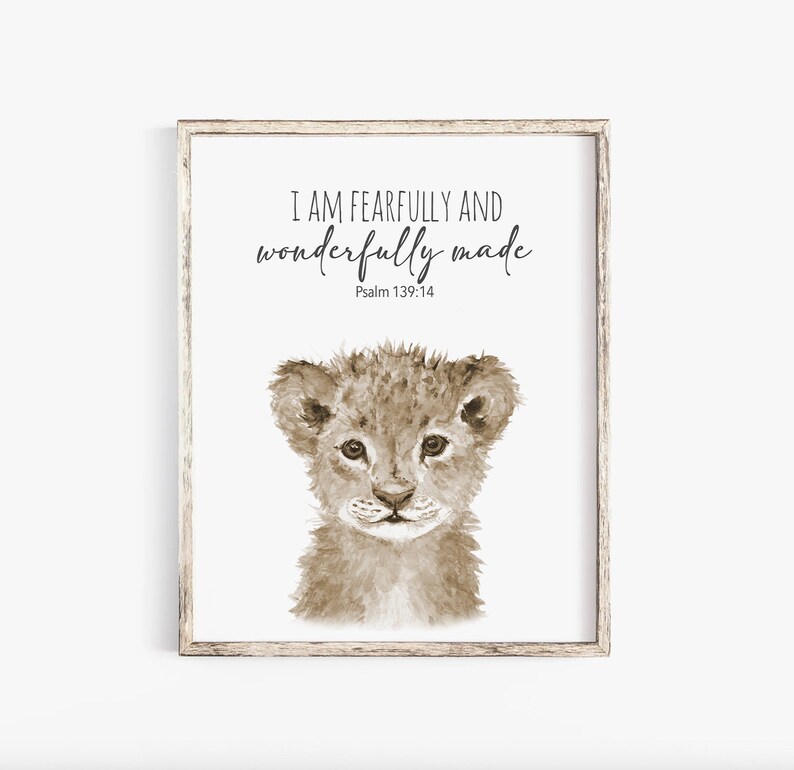Safari Nursery Prints Set, Baby Animal Watercolor, Bible Verse Art image 8