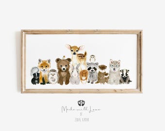 Woodland Nursery Panoramic Decor, Woodland Nursery Prints, Woodland Nursery Art, Woodland Baby Animal Prints, Nursery Wall Art, Nursery gift